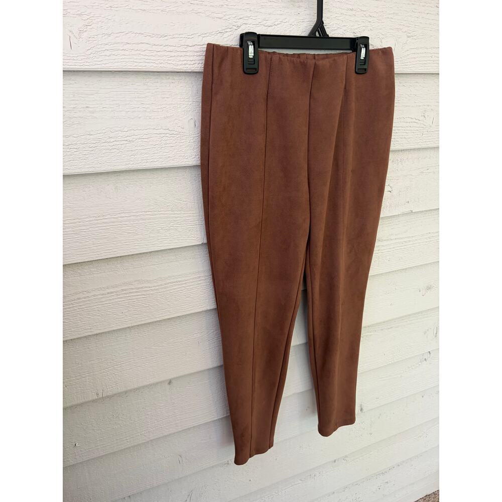 Curations Brown Faux Suede Pull-On Leggings Pants Size Medium - Picture 3 of 6
